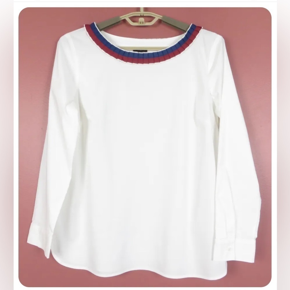 TB12667- NEW TALBOTS Women Lightweight Cotton Polyester Blouse Ribbon Trim Sz XL